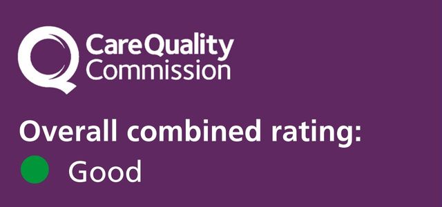 CQC logo, overall combined score good CQC logo, then the words overall combined score good